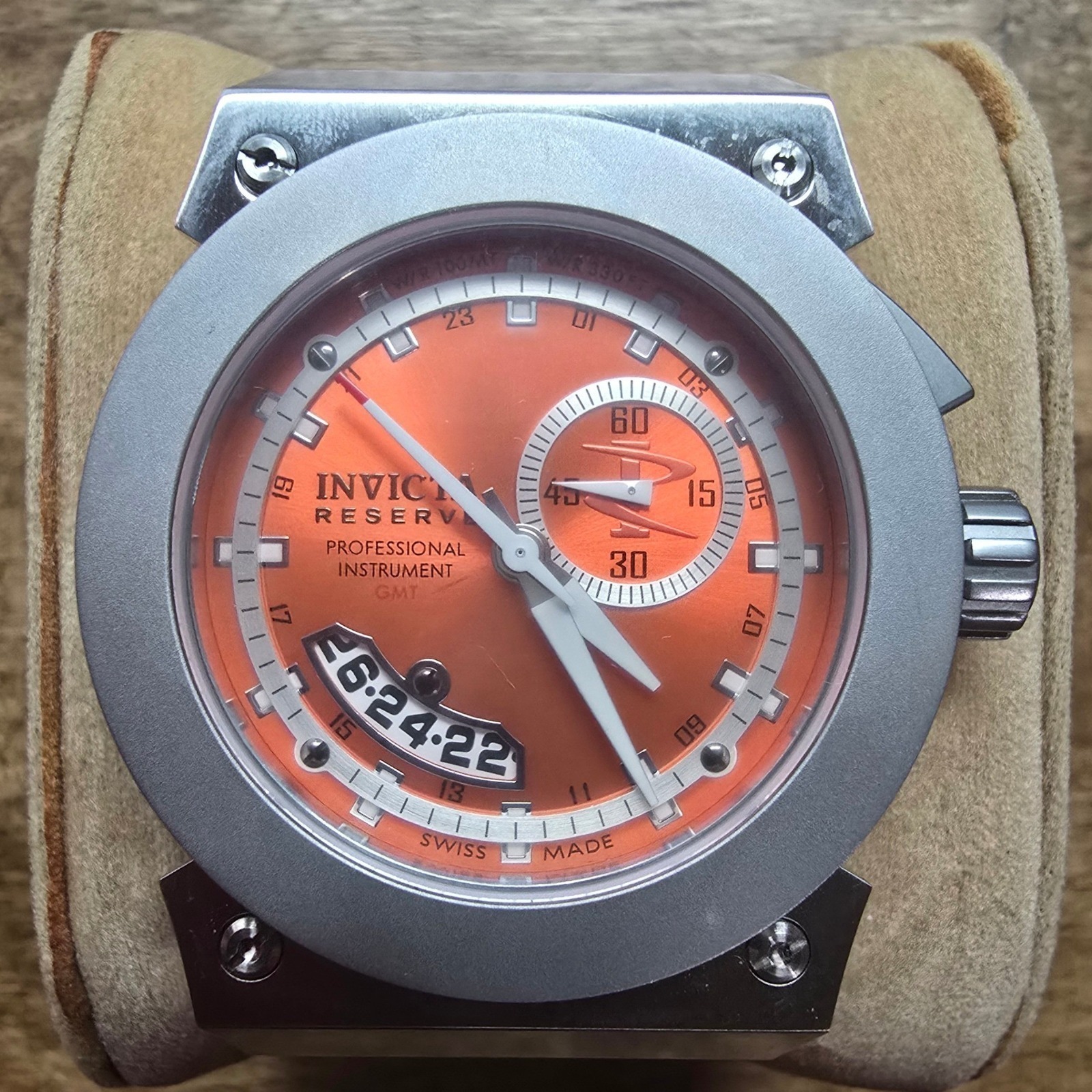 Invicta Reserve Akula Russian 1959 Diver Gmt Orange Dial Watch 6449 Mens